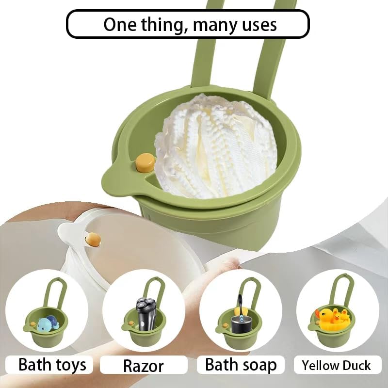 Sink Strainer Basket, Hanging Kitchen Sink Strainer Basket, Press to Dump, Easy Installation, Food Fruit & Vegetable Drainer Rack, Corner Waste Collector (Green)