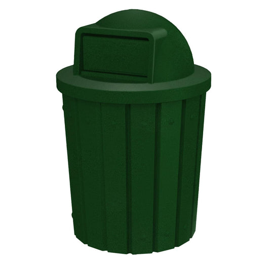 42 Gallon Slatted Circle 100% Recycled Plastic Commercial Outdoor and Indoor Trash Can with Push
