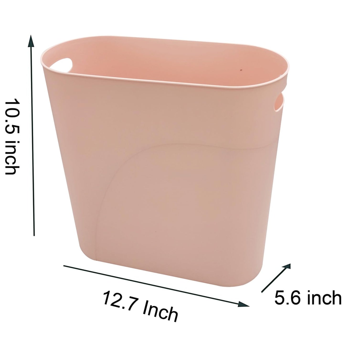 Small Trash Can Plastic Bathroom Wastebasket 3.2 Gallon Slim Garbage Container Bin with Handle for Home Kitchen Bathroom Bedroom Office, 2 Pack, Pink
