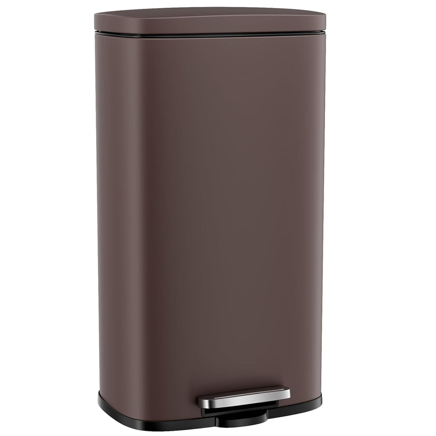 Arlopu 8 Gallon Step Trash Can, Stainless Steel Garbage Bin, Soft-Close Rubbish Bin with Removable Plastic Inner Bucket, Fingerprint-Proof, Lid Dustbin, Suit for Kitchen Home (Brown, 30L)