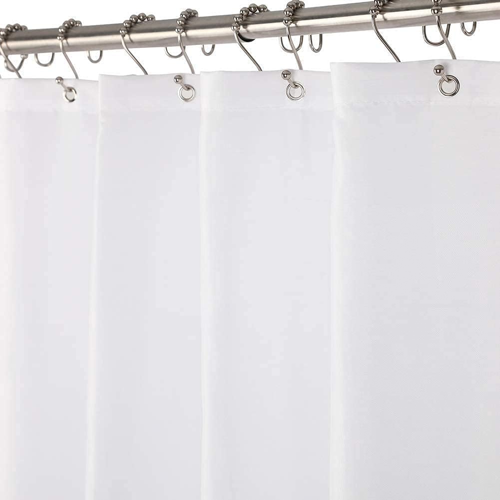 Amazer White Shower Liner Cloth Waterproof, White Shower Curtain Liner Fabric with Weighted Stones