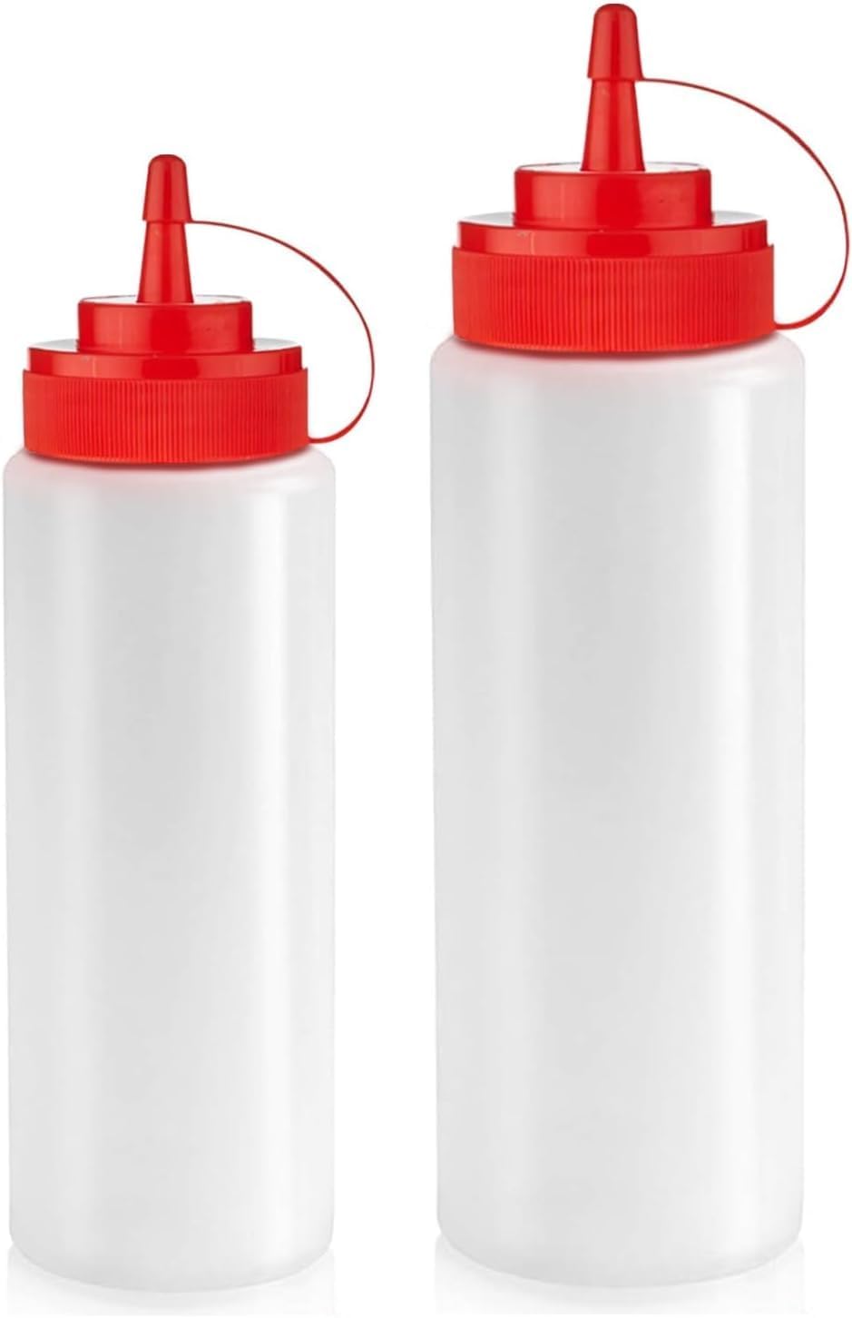 Norcalway 12 oz and 16 oz - 2 Pack | Condiment Squeeze Bottles – Plastic Squirt Bottles for Sauce, Ketchup, Dressing, Oil & More – Easy Pour, Refill & Clean – Kitchen Condiment Dispensers