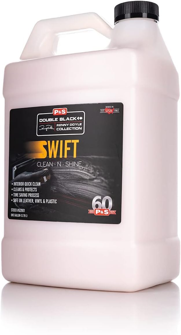 P & S Professional Detail Products Swift Clean & Shine - Interior Cleaner & Protectant for Leather, Vinyl, Plastic - Cleans, Conditions & Leaves a Satin Finish - Fresh Scent - 1 Gallon