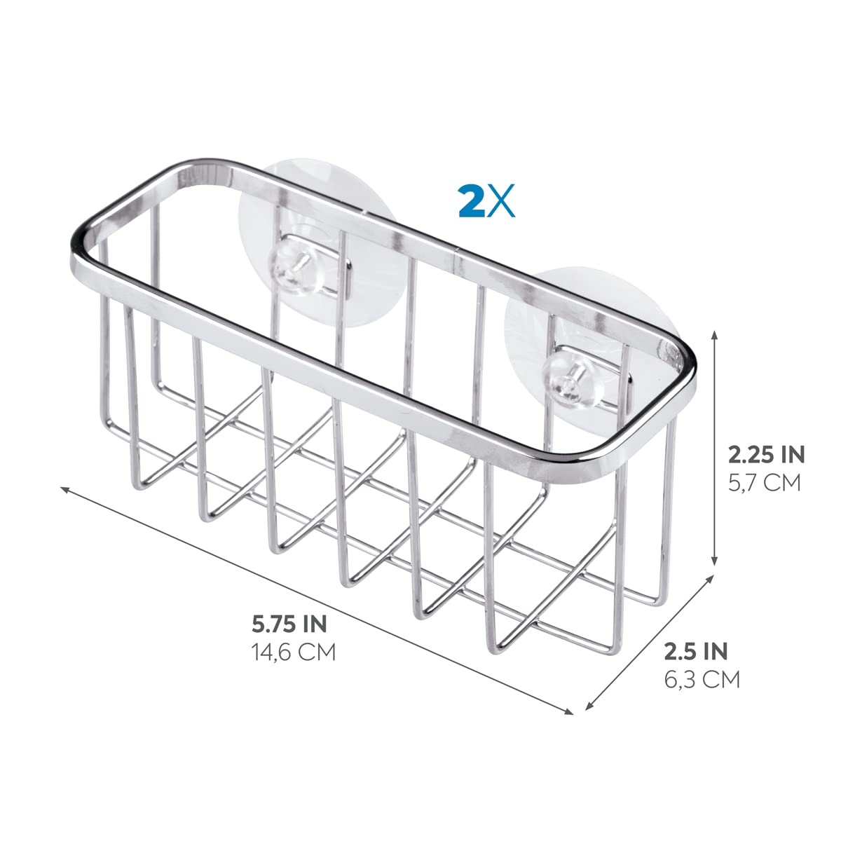 iDesign Gia Stainless Steel Dish Sponge Holder Basket with Suction Cups, Ideal for Kitchen Sinks