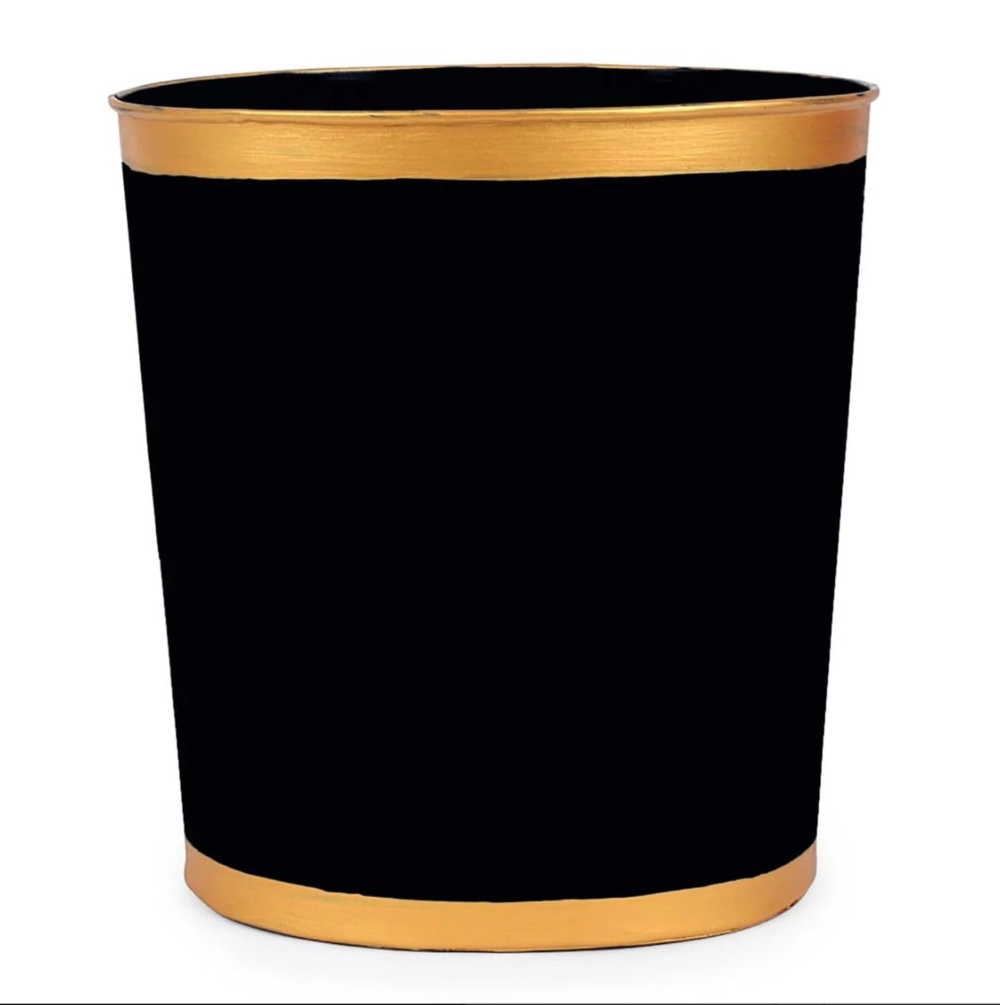 Jaye’s Studio Mattie Oval Wastebasket – Handpainted Pink Trash Can For Bathroom Office, Vanity, or Bedroom Trash Bin, Metal Trash Can Gold Trim, Pink Waste Basket & Garbage Can for Gold Bathroom Decor