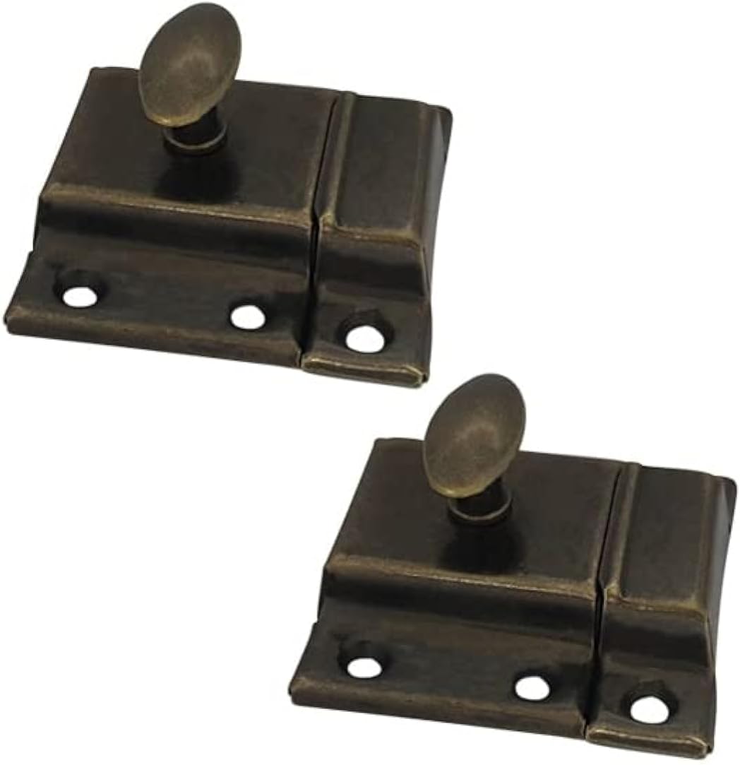 QCAA Oval Turn Cabinet Latch, for Cupboard & Other Furniture, Large, Antique Brass, Made in Taiwan, 2 Pack