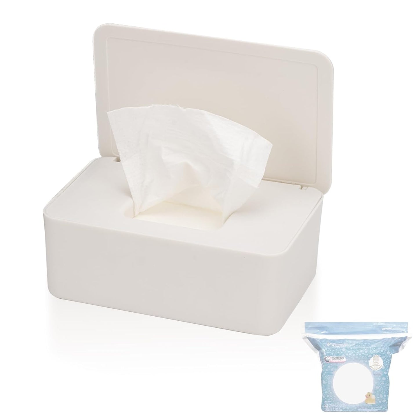 Wipes Dispenser Compatible with Cottonelle Wet Wipes Refill Pack, Refillable Wipes Container, Reusable Wipe Holder with Non-Slip Base, Easy Open Sealed Lid, Keeps Wipes Clean, for Home, Office, Car