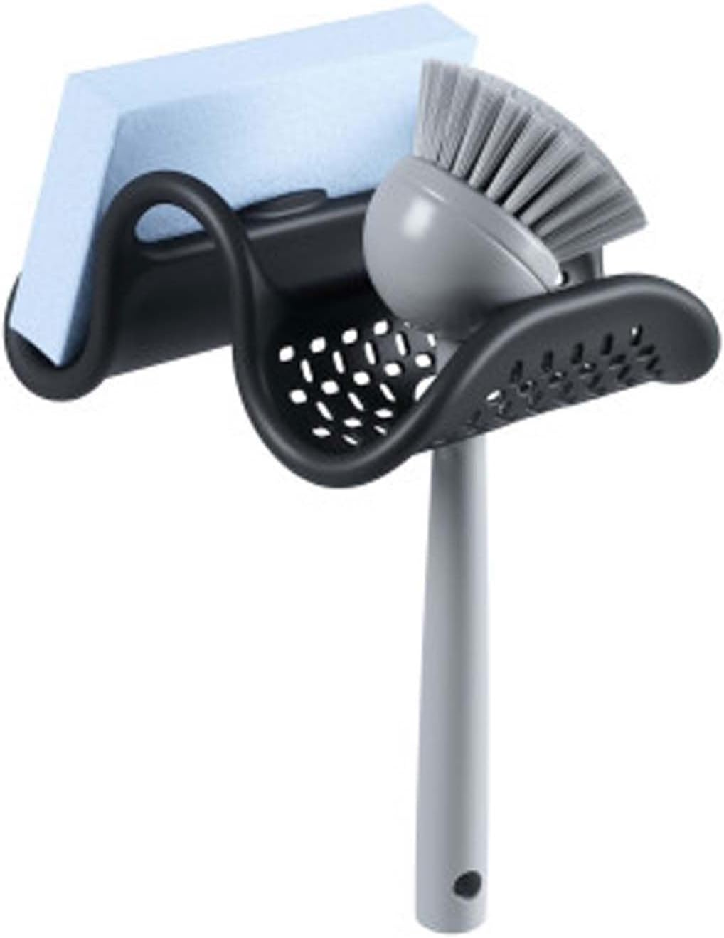 Umbra Sling Flexible Sink Caddy, Non-Slip – Holds Sponge and Scrubbing Brush or Dishrag, Storage for Multiple Tools for Washing Dishes, Black