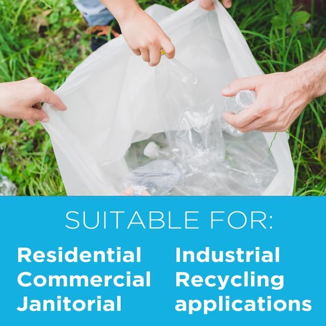 40-45 Gallon Trash Bags, 1.1 Mil Thickness, Clear Bags, 45 Gallon Trash Bags Heavy Duty, 40" x 46", 100 Count, Ideal for Janitorial, Industrial, Recycling