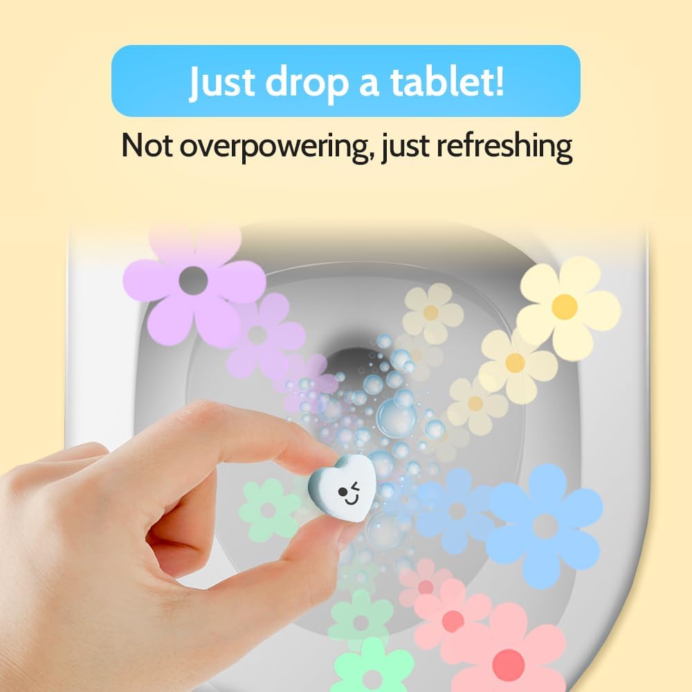 Effervescent Bathroom Air Freshener - Floral Lavender - Toilet Deodorizer, Bathroom Odor Eliminator, Toilet Freshener, Flushable Air Freshener Toilet Tablets, 1 Pack (30 Tablets)