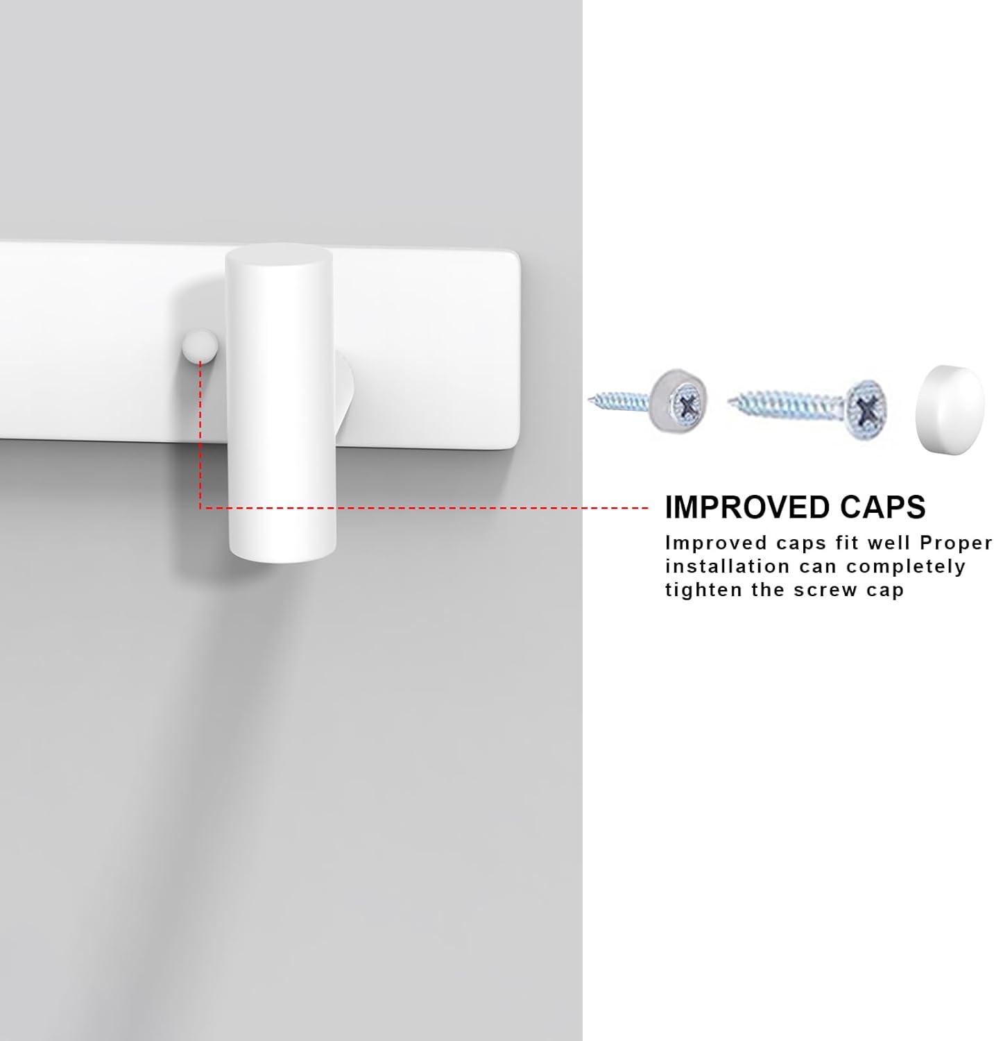 VAEHOLD Hat and Coat Wall Mount Rack - Hooks for Robes, Bags, Keys, and Towels - Bathroom Towel Hanger Organizer (White, “T“ Shape 5 Hooks 1 Pack)