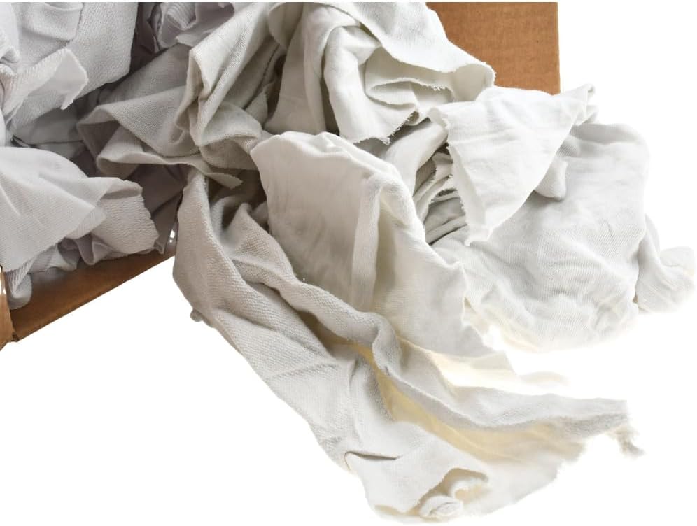 PRO SOURCE Reclaimed White Cotton T-Shirt Cloth Shop Rags, Sold by Weight (10 lb)