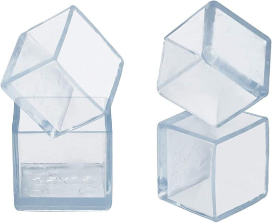 16 Pcs Transparent Square Anti-Slip Rubber Leg Tips Chair Leg Caps Furniture Floor Protectors Chair