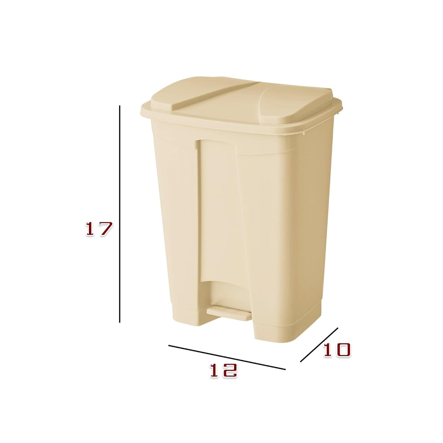 PRO&Family Step-On Trash Can with Lid, Plastic Waste Bin, Foot Pedal Operation (Biege, 4 Gallon)