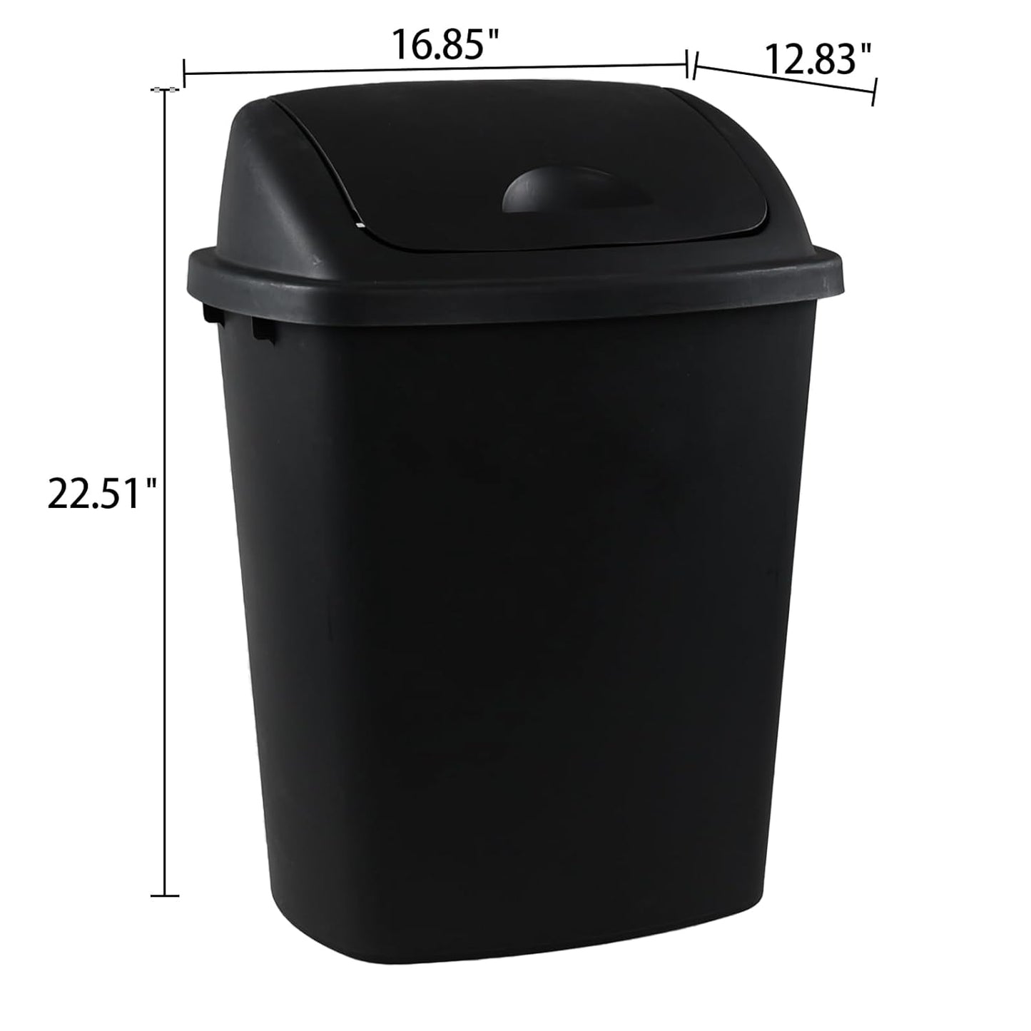 4 Pack Plastic Swing-Top Trash Can, 10 Gallon Plastic Kitchen Trash Can with Swing Lid, Black