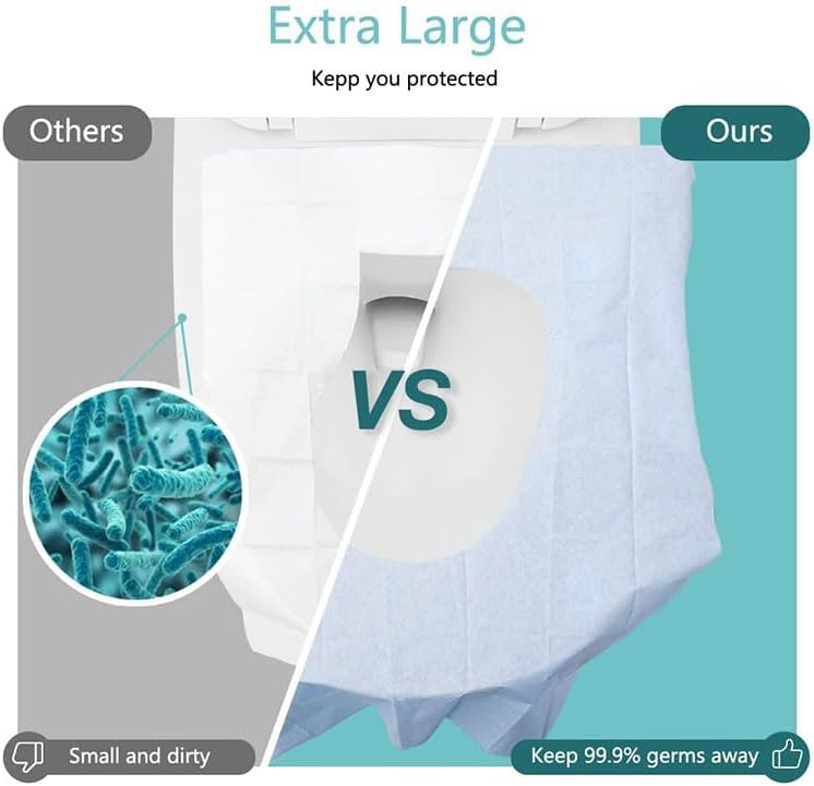 Disposable Waterproof Toilet Seat Covers (10-Pack) – Individually Wrapped XL Portable Potty Liners for Travel, Kids & Adults – Non-Flushable Hygienic Public Restroom Protector, Universal Fit