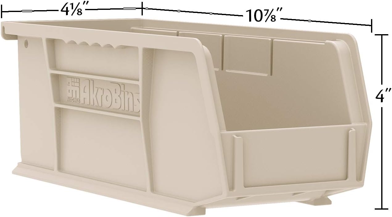 Akro-Mils 30224 AkroBins Plastic Storage Bins, Space-Saving Stackable Bins for Garage, Pantry, Craft Organization, 11" L x 4" W x 4" H, Green, 12-Pack