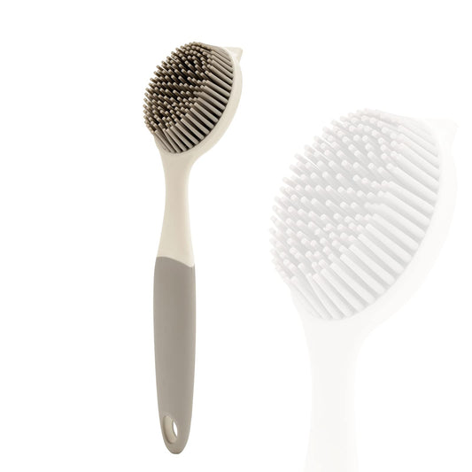 Dish Scrubber, Silicone Soft Bristles Scrub Brush with Scraper Tip, Comfortable Grip Brushes for