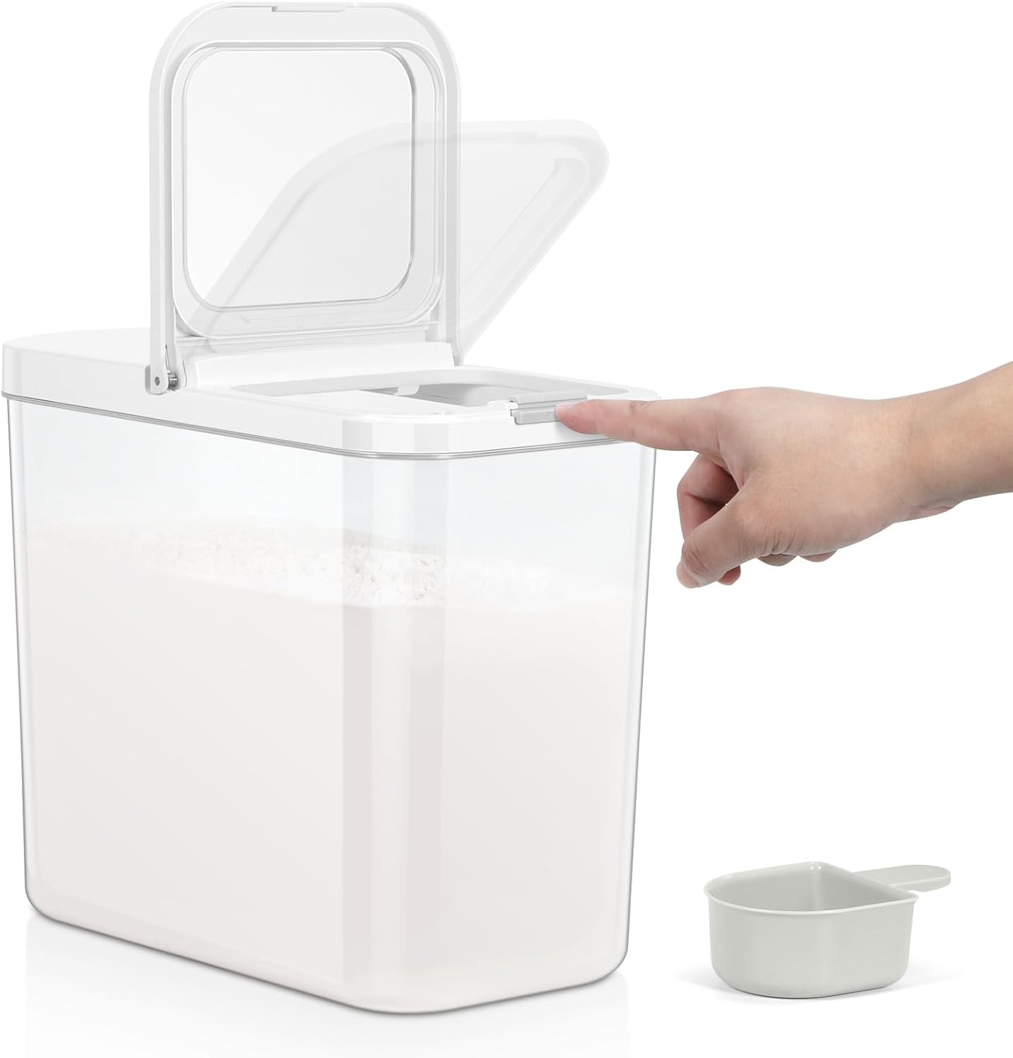 Rice Flour Storage Container - 12.7 Qt | 25 Lbs Crystal-Clear Plastic Food Storage Container Bin with Pop-up Lid for Grains Beans, Dry Food Holder for Kitchen Pantry Organization and Storage