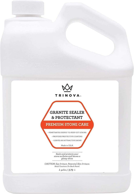 TriNova Granite Sealer & Protector Gallon Refill- Made in USA, Best Stone Polish, Protectant & Care Product - Easy Maintenance for Clean Countertop Surface, Marble, Tile