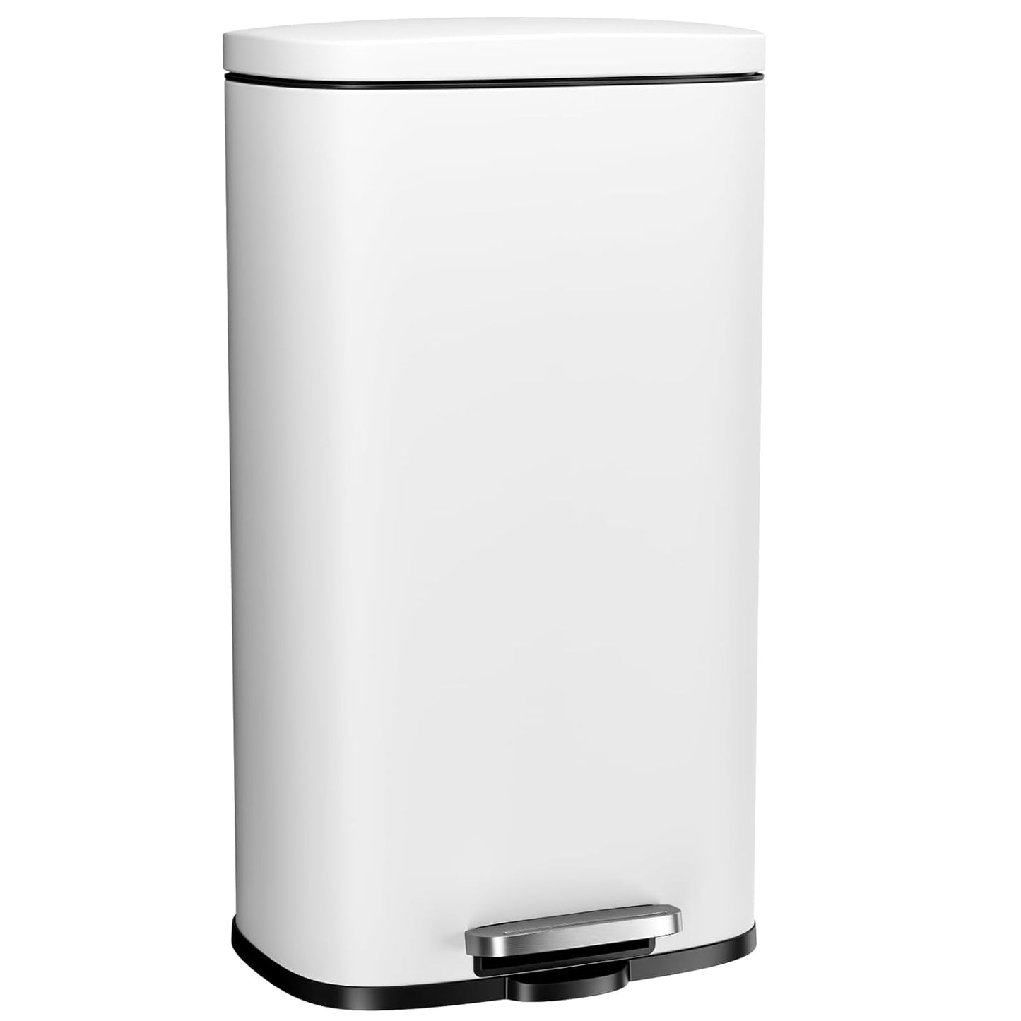 Arlopu 8 Gallon Step Trash Can, Stainless Steel Garbage Bin, Soft-Close Rubbish Bin with Removable Plastic Inner Bucket, Fingerprint-Proof, Lid Dustbin, Suit for Kitchen Home (White, 30L)