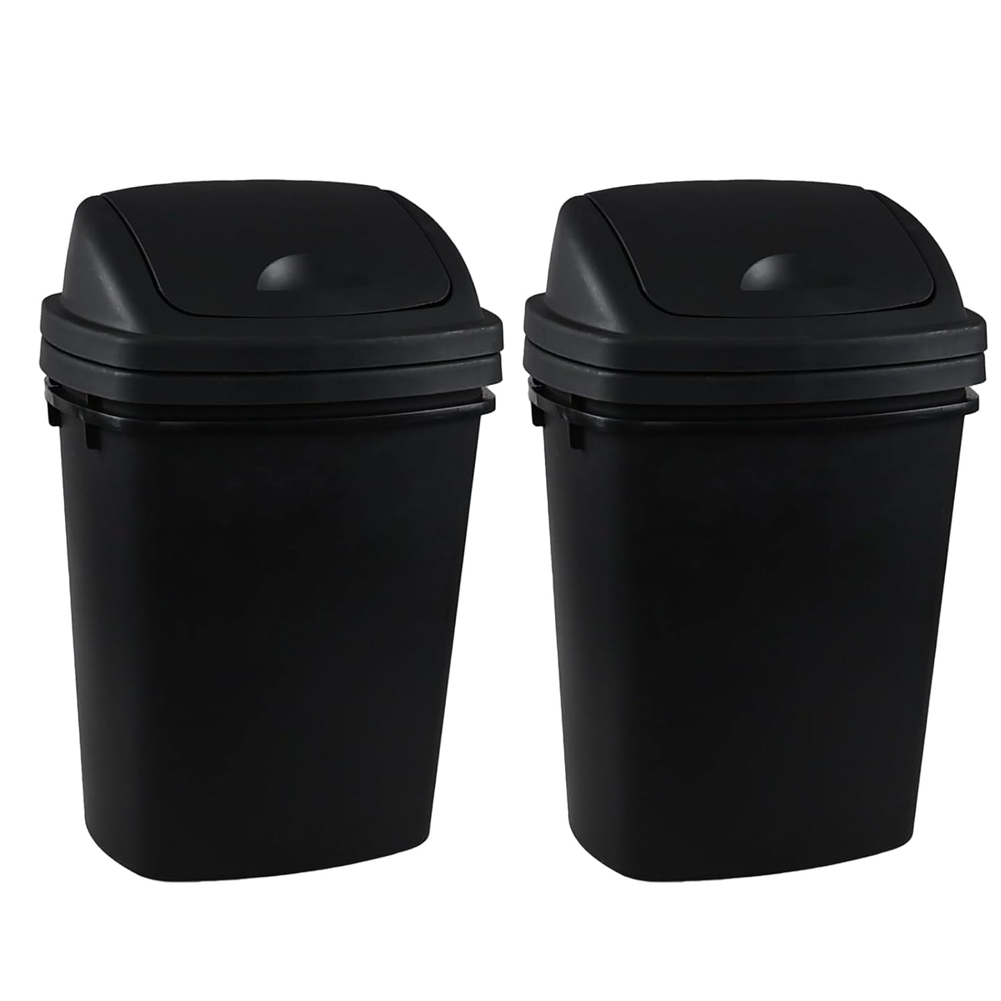 4 Pack 8 Gallon Medium Trash Can with Lid, Plastic Swing Top Garbage Can, Black Waste Bin Waste Basket for Bathroom, Kitchen, Bedroom, Office, College