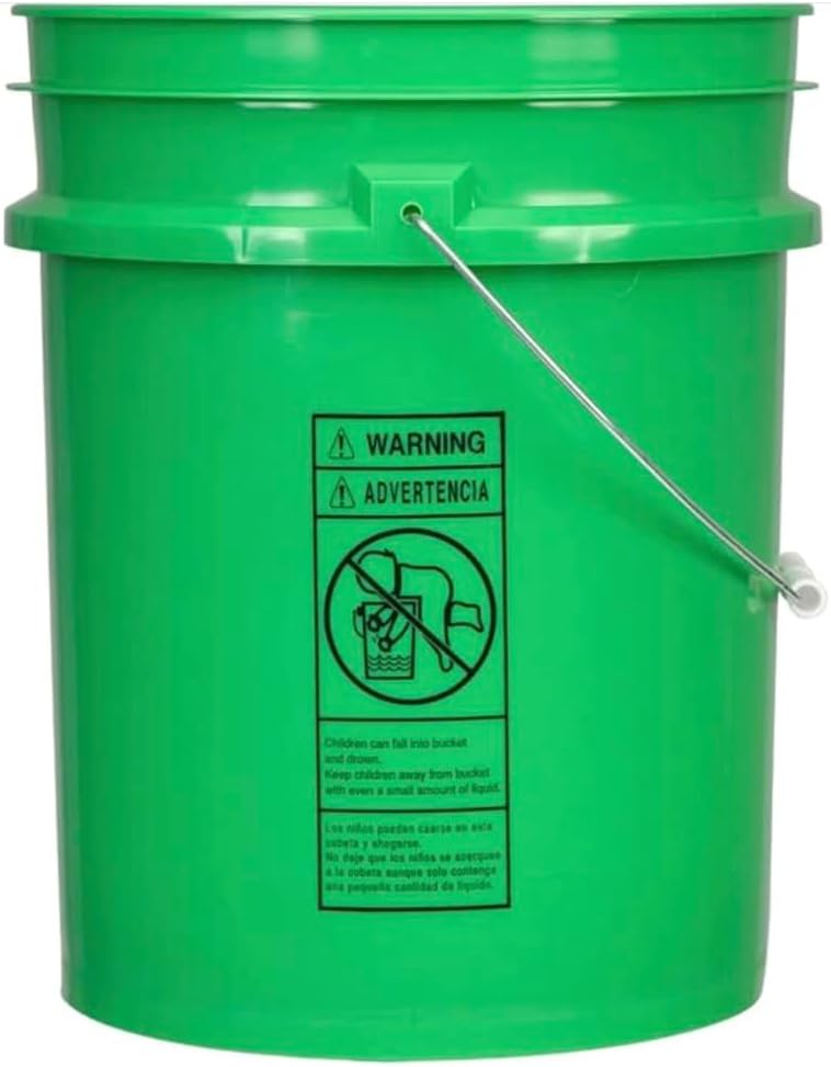House Naturals 5 Gallon Premium HPDE Plastic Bucket - Made in USA Food Grade Storage Container, BPA Free All Purpose Pail (5, Green)
