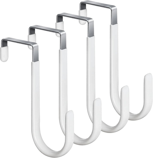 HOOSUN 4 Pack Over The Door Hooks,4.96In Hooks for Hanging Heavy Duty Door Hanger,Towel Hanger Hook Holders,Over Door Hangers Hooks Door Hanger Hooks for Hanging Clothes,Towels,Hats,Coats,Bags (White)
