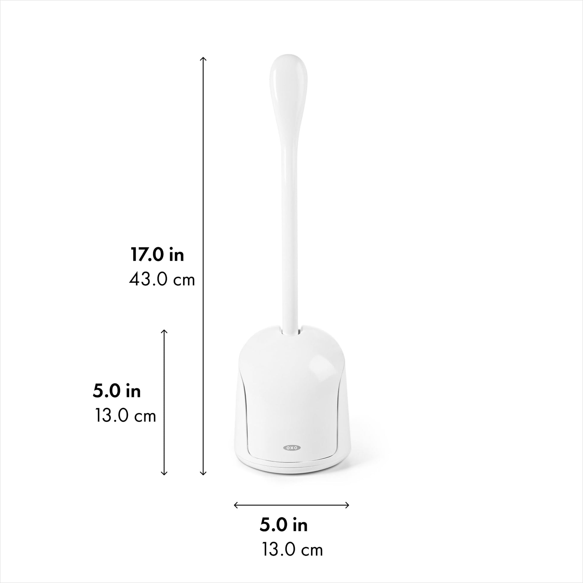 OXO Toilet Brush & Holder Set, Covered Canister, Auto-Open Lid, Compact Design for Small Bathrooms