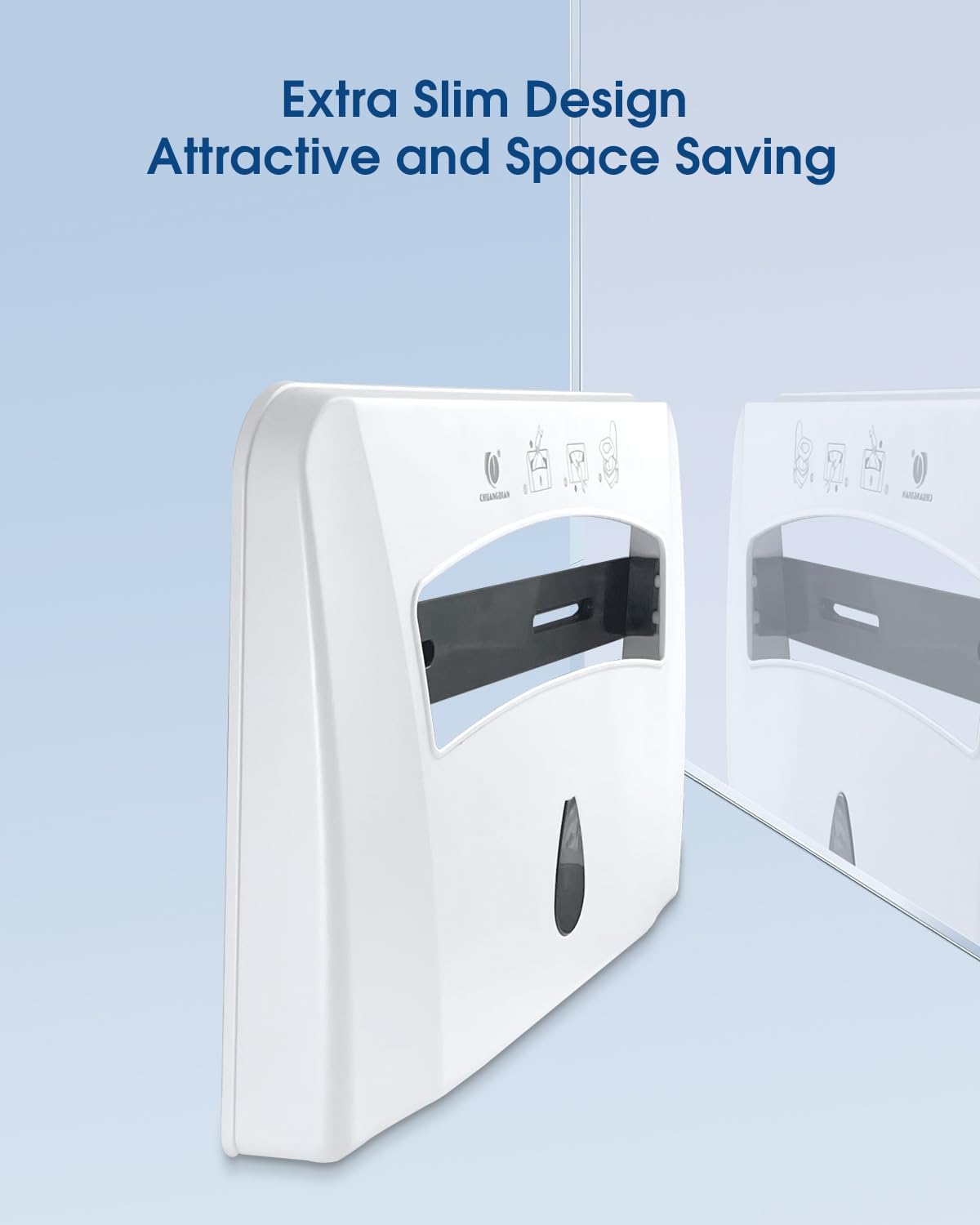 Toilet Seat Cover Dispenser (2-Pcs) Wall Mounted Compatible with Half-fold Disposable Toilet Seat Paper Liners, for Restroom/Bathroom, CHUANGDIAN, White x 2 Pcs