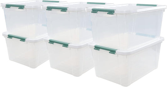 6-Pack 20 L Plastic Storage Box, Clear Latch Storage Box with Lids
