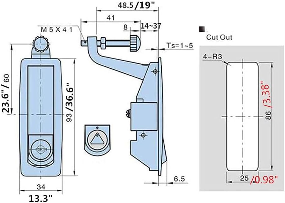 WJSKDQ 2PCS Compression Latch Lock Powder Coated Zinc Alloy Adjustable Lever Hand Operated Flush Lever Marine Applicable Door Thickness: 0.04"-0.94" Grip Range