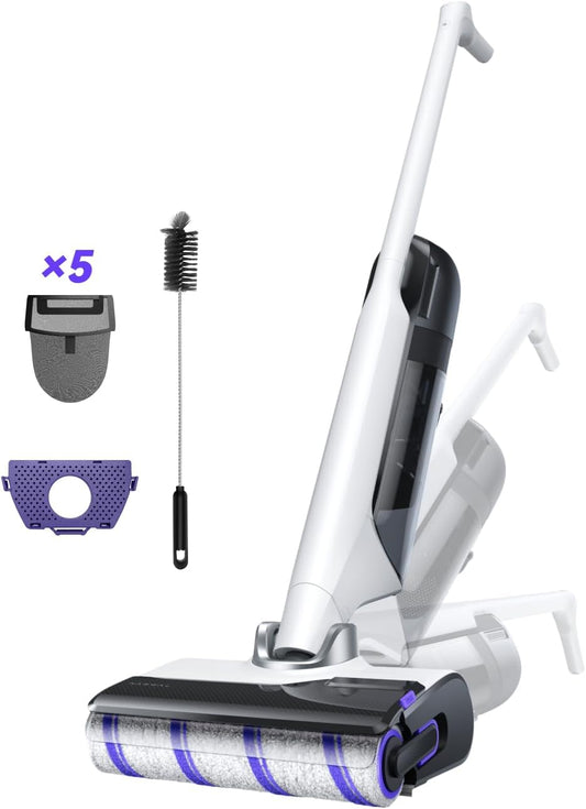 NARWAL S30 Wet Dry Vacuum Cleaner with 20000Pa Suction, 176°F Self-Cleaning, Heated Drying, Disposable Waste Bag, Tangle-Free, Cordless Vacuum Mop for Hard Floors & Edge Cleaning, Easy to Use