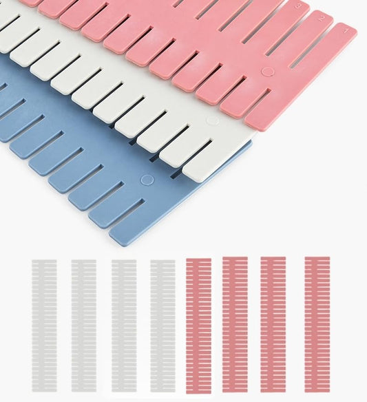 Adjustable Drawer Divider Kit – 8 Pack (White + Pink) – DIY Expandable Drawer Organizer for Dresser, Kitchen, Bathroom