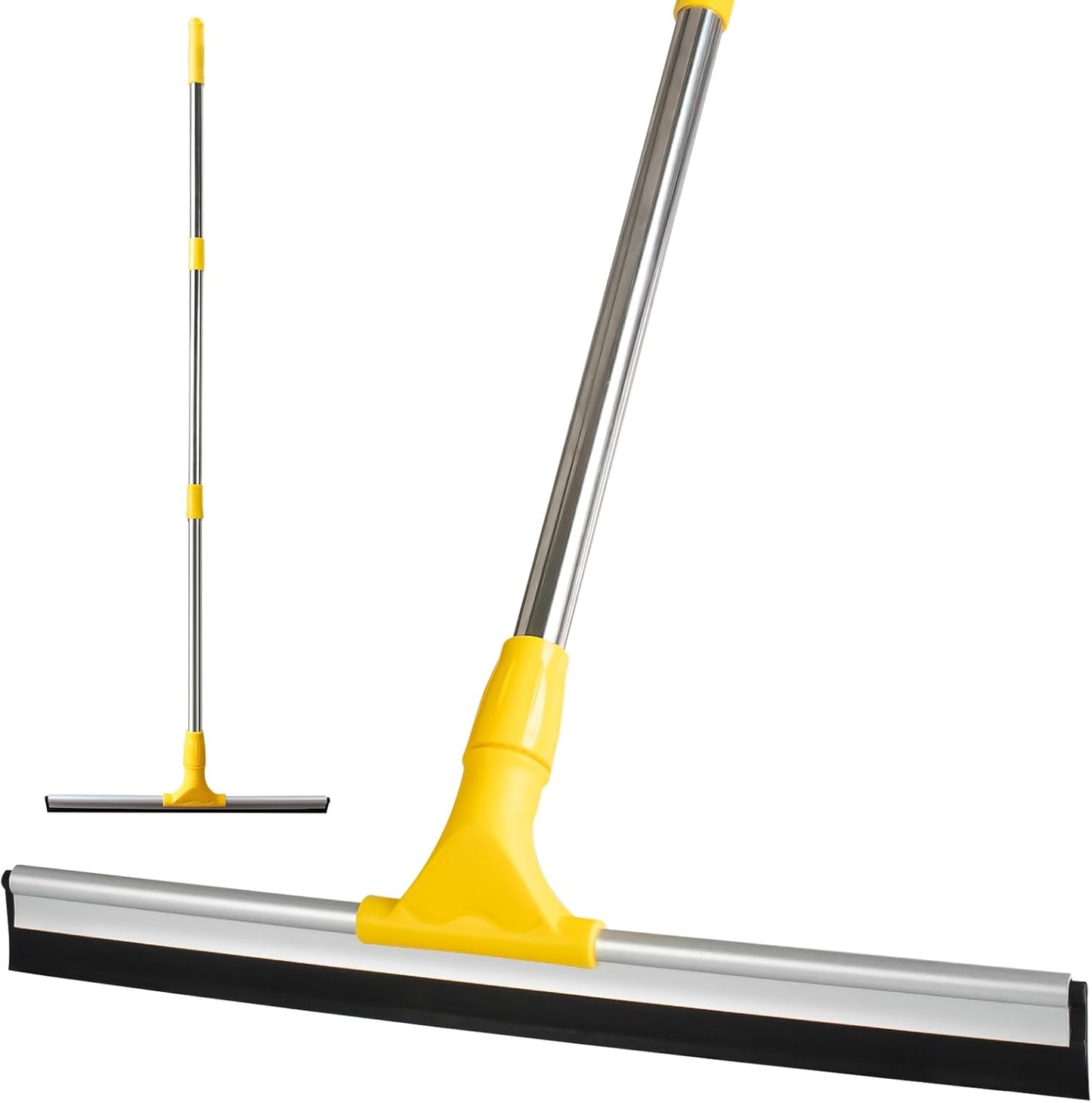 17.2"Professional Floor Scrubber Shower Squeegee,Rubber Silicone Broom with Long Stainless Steel Handle for Kitchen, Swimming Pool, Concrete Floors,Shower Tiles,Garages,Windows,Glass,Pet Hair Removal