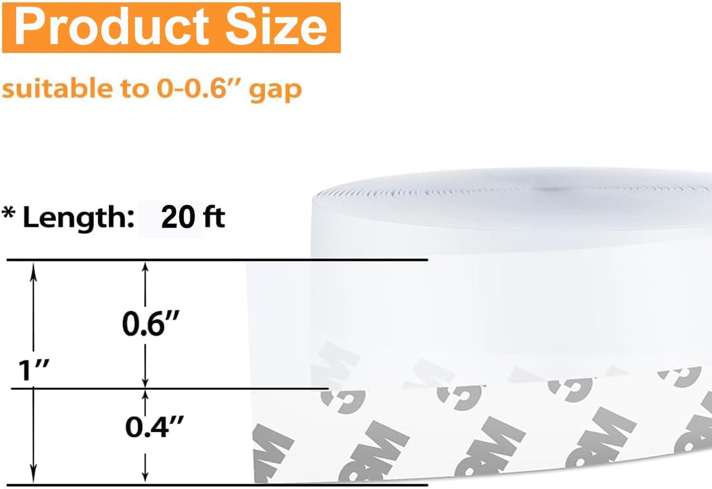 Door Weather Stripping Door Seal Strip Tape,Silicone Door Draft Stopper,Self Adhesive Shower Door Bottom Seal and Door Insulation Strip for Door Frame Windows and Glass Gaps 20 Ft (Transparent, 25mm)