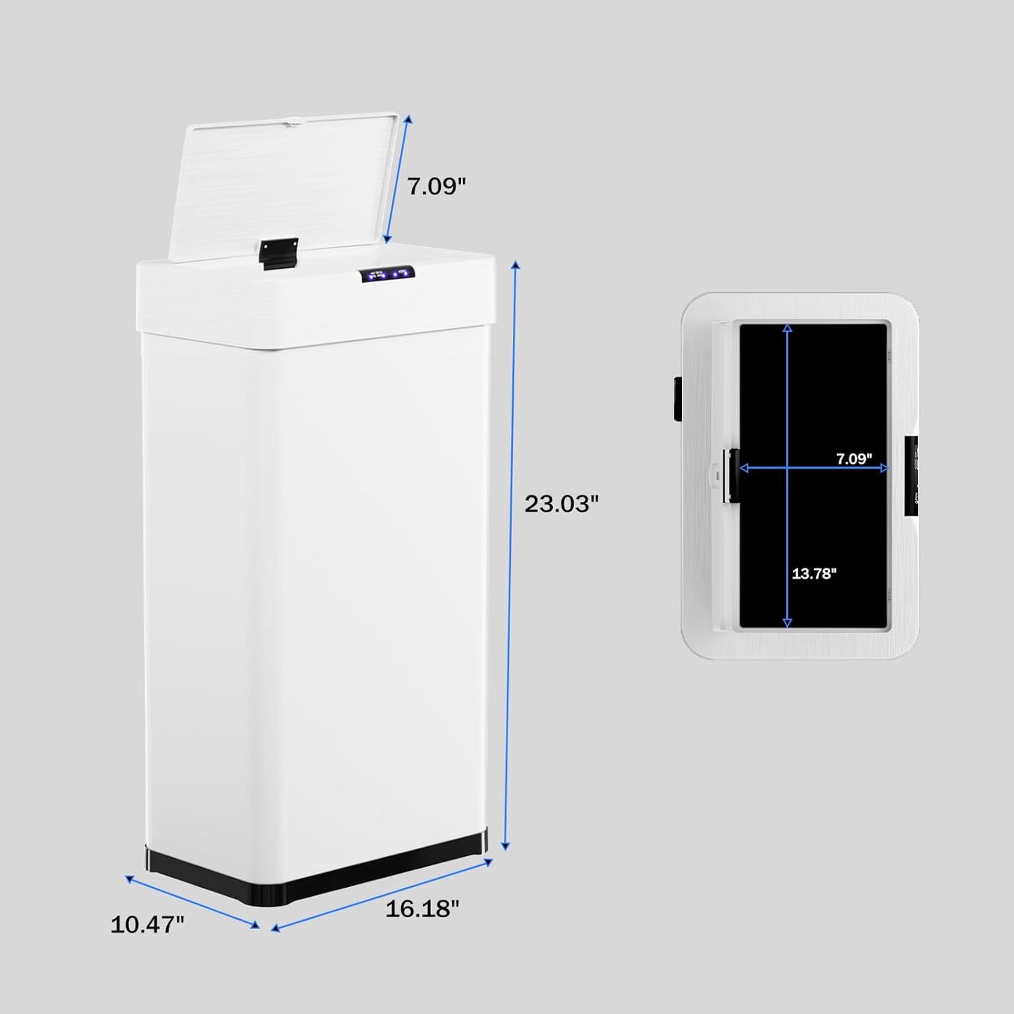 TLSUNNY 13.2 Gallon Motion Sensor Trash Can,Touchless Automatic Garbage Can,Brushed Stainless Steel Smart Bin,with Bag Holder,Soft Close Lid,for Kitchen,Office,RV,Bedroom,Living Room (White, 50L)