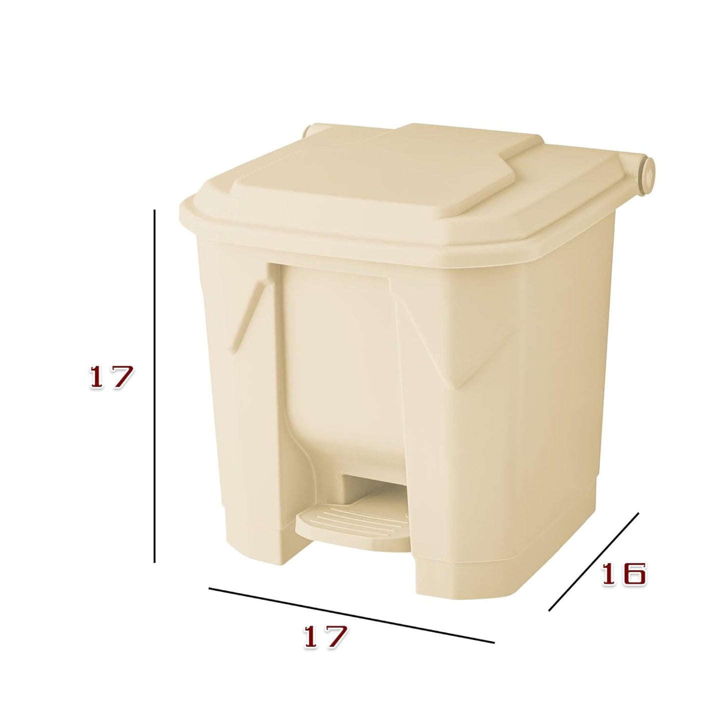 PRO&Family Step-On Trash Can with Lid, Plastic Waste Bin, Foot Pedal Operation (Biege, 8 Gallon)