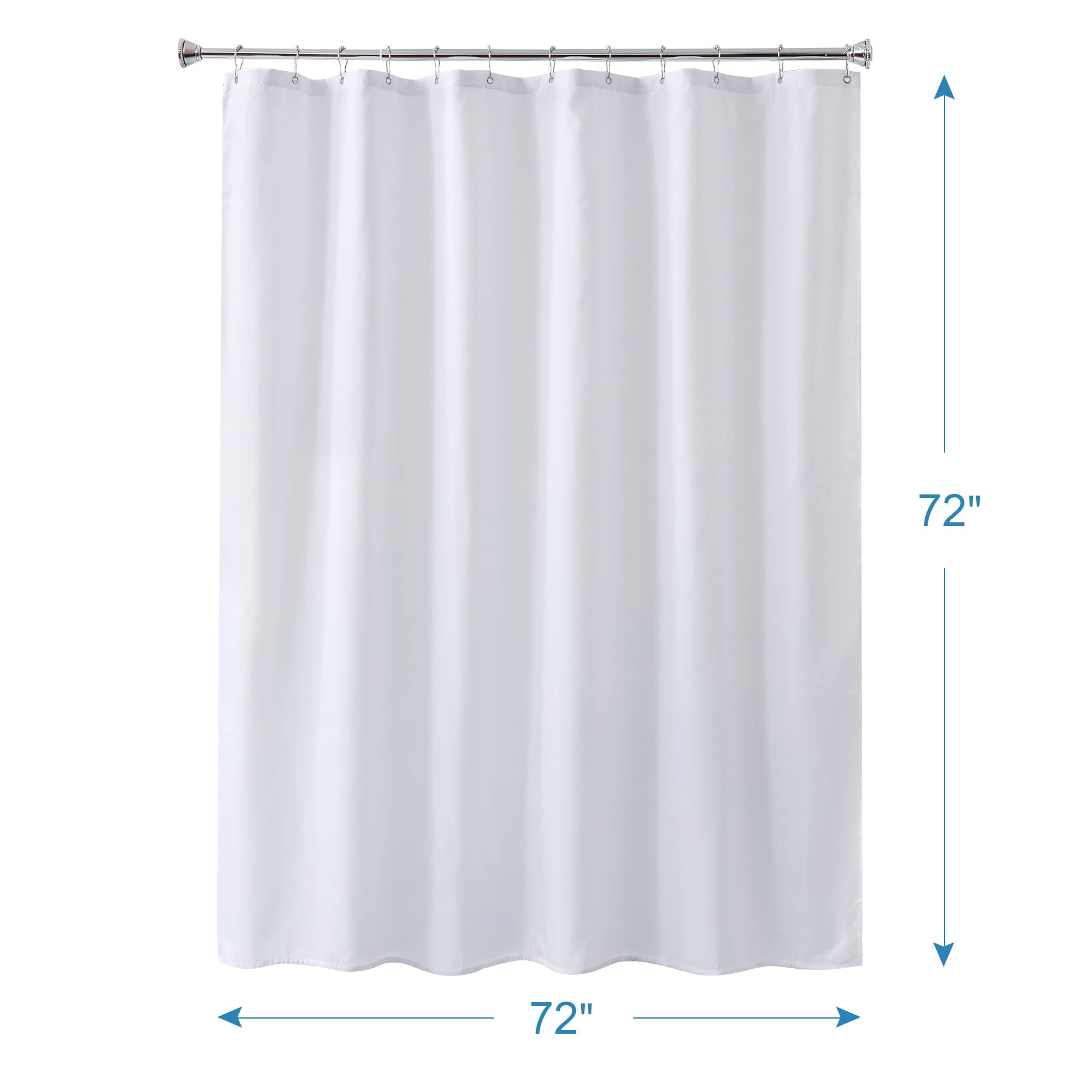 Amazer White Shower Liner Cloth Waterproof, White Shower Curtain Liner Fabric with Weighted Stones