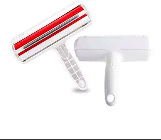 Pet Hair Remover Roller with Self-Cleaning Base, Reusable Lint Roller, Red and White