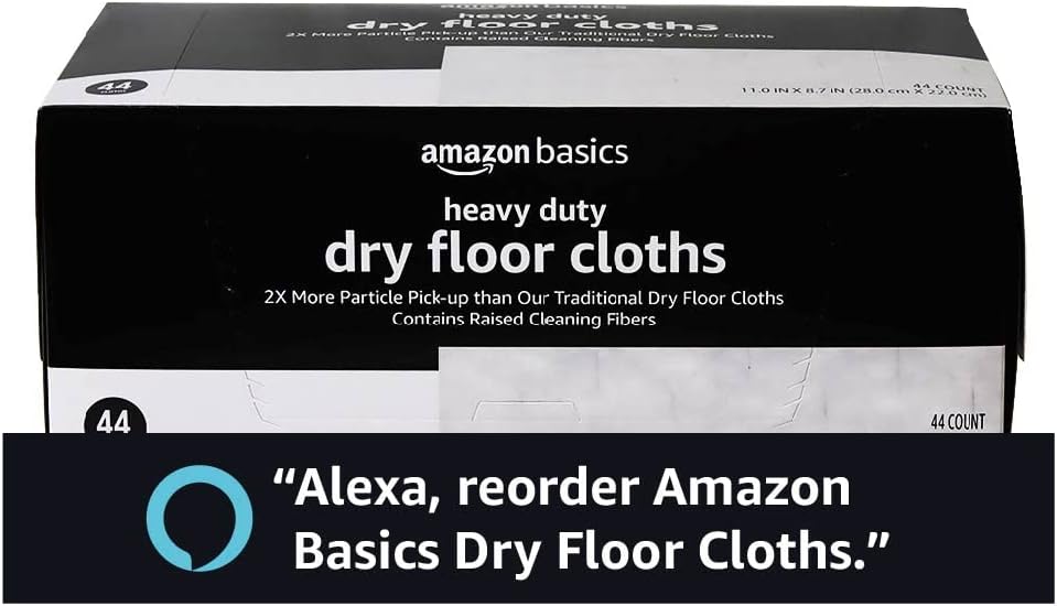 Amazon Basics Heavy Duty Dry Sweeping Cloths to Clean Dust, Dirt, Pet Hair, Fits Swiffer Sweeper Mop Heads, 44 Count (Pack of 1)