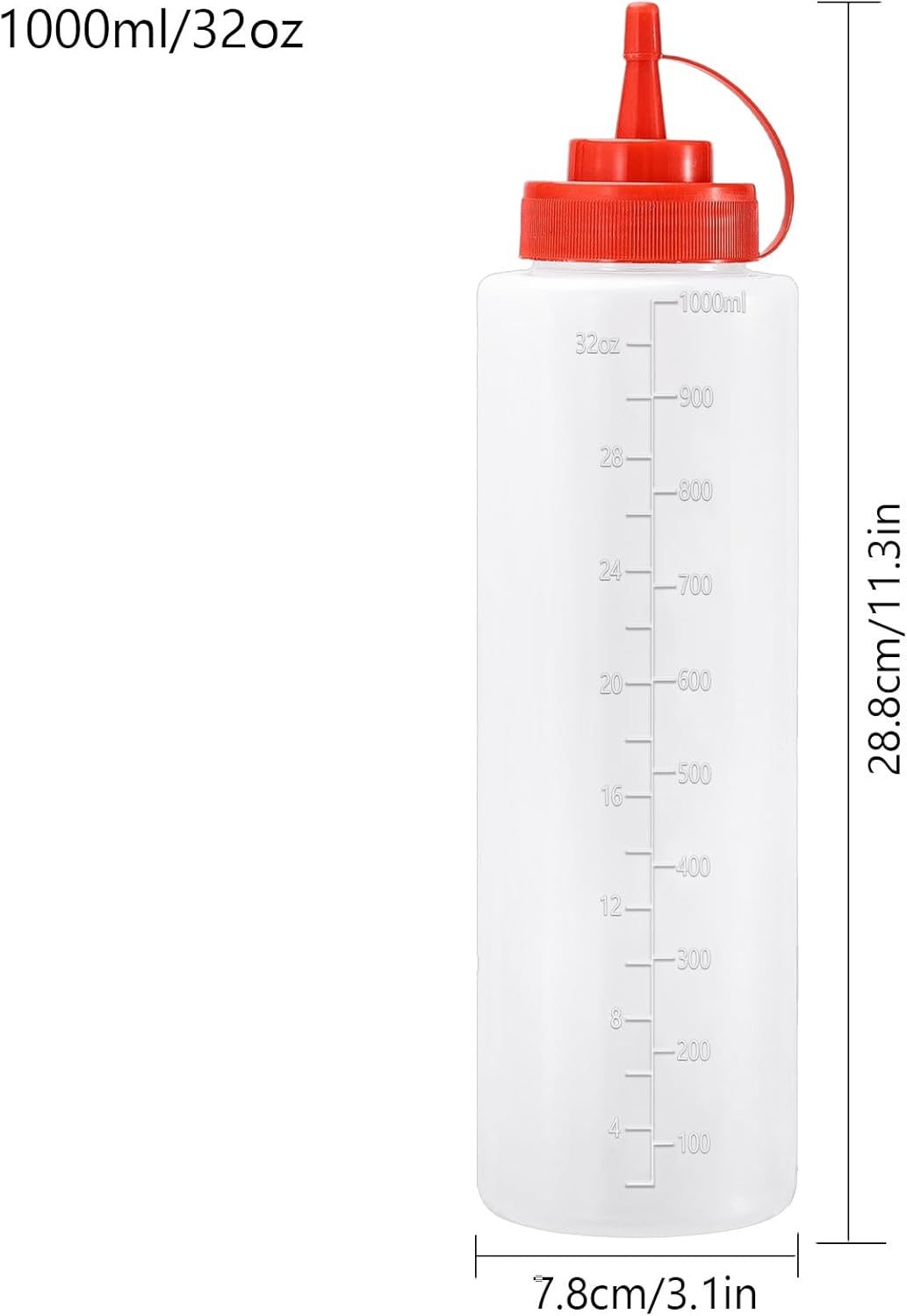 Condiment Squeeze Bottles Ketchup Dispenser, 2 Pack 32oz Squeeze Bottles for Liquids, Plastic Sauce Bottle with Cap Lid, Squirt Bottles for Sauces Liquids BBQ Dressing Pancake Art