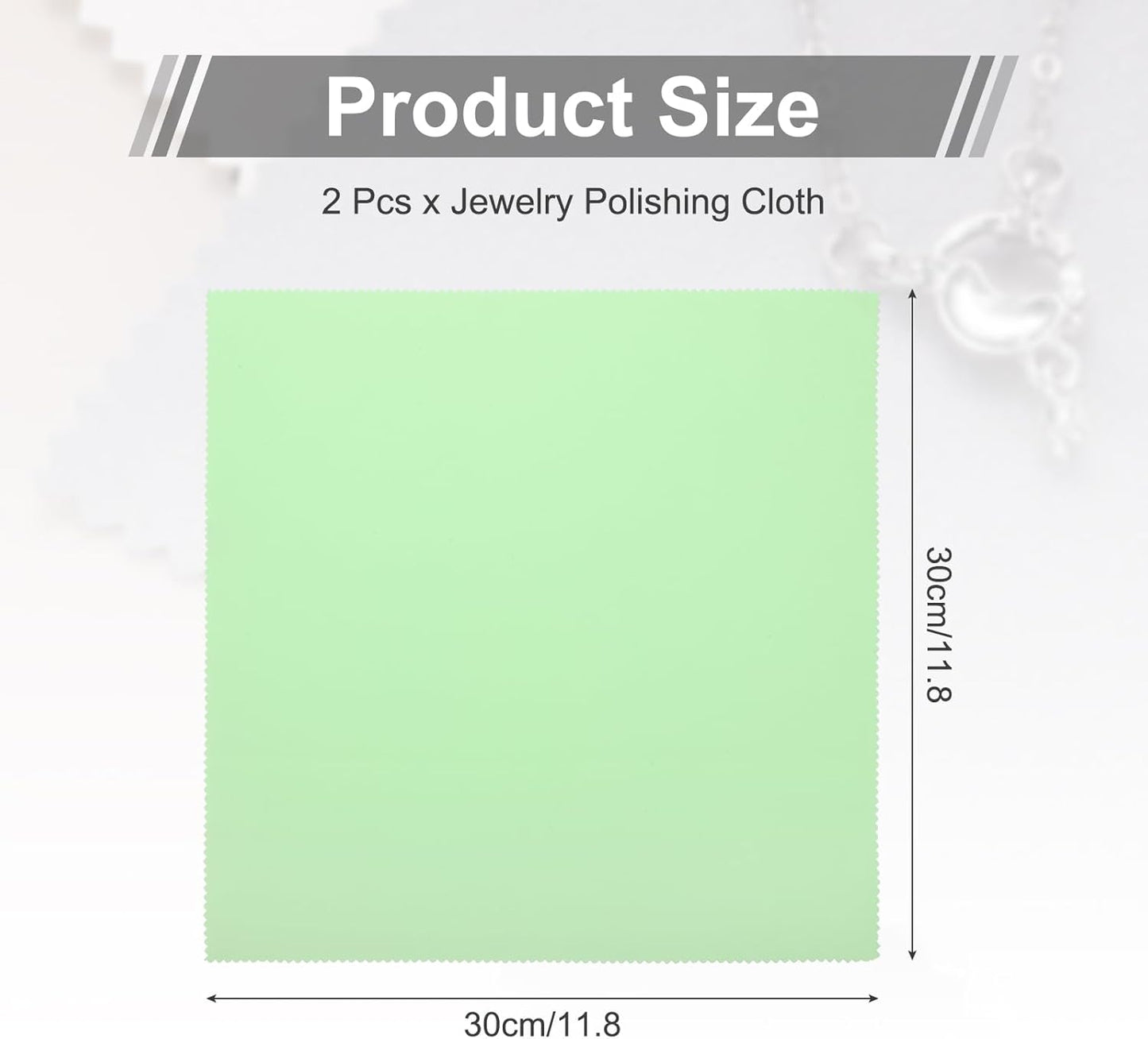 MECCANIXITY Jewelry Polishing Cloth 11.8x11.8 Inch Silver Polish Cleaning Cloths Jewelry Cleaner for Rings, Necklaces, Diamond, Bracelets, Pack of 2 (Lime Green）