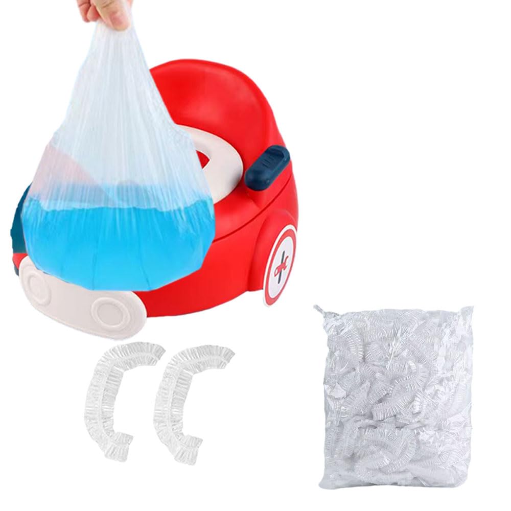 Potty Chair Liners with Elastic, Portable Potty Training Bags, Potty Refill Liners Disposable for Toddlers Kids and Baby,Toilet Seat Cover,17x8Inches,Clear,50pieces