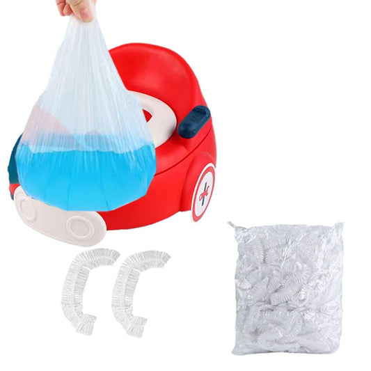 Potty Chair Liners with Elastic, Portable Potty Training Bags, Potty Refill Liners Disposable for Toddlers Kids and Baby,Toilet Seat Cover,17x8Inches,Clear,50pieces