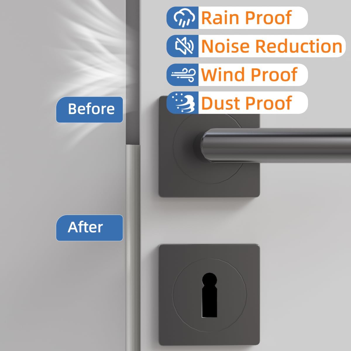 Wedge-Shape Window Weather Stripping Door Frame Seal Strip 3Pcs×196" Brown,Upgrade Black Foam,Soundproofing,Draft Stopper,Winter Insulation,Noise Blocker, Gap Filler for Exterior Front Door Side