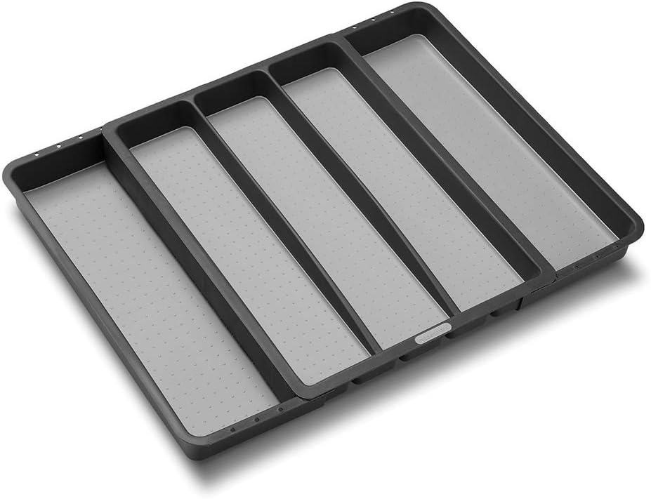 madesmart Expandable Utensil Tray - Granite| CLASSIC COLLECTION| 5-Compartments | Kitchen Organizer | Soft-Grip Lining | Easy to Clean | BPA-Free