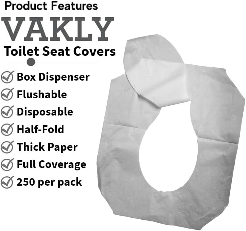 2500 Paper Toilet Seat Covers - Thick Flushable Half-Fold Paper Disposable Toilet Seat Dispensers Cover Liners for Travel & Public Restroom Toilet Bowls (2500)