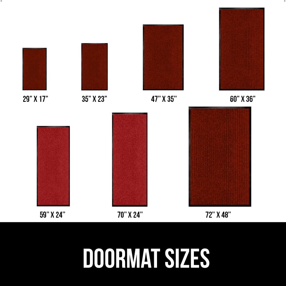 GORILLA GRIP Traffic Guard Door Mat, Heavy Duty Welcome Mats, Commercial Office Space Doormat, Waterproof, Fade Resistant, Strong Rubber Backing, Low Profile, Shoe and Boot Scraper, 35x23, Red
