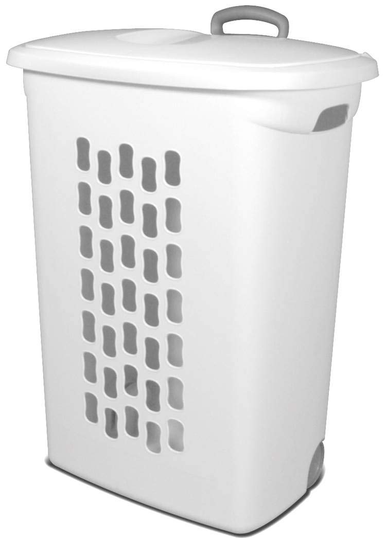 Sterilite Ultra Wheeled Laundry Hamper with Lid, Handle and Wheels for Easy Rolling of Clothes to